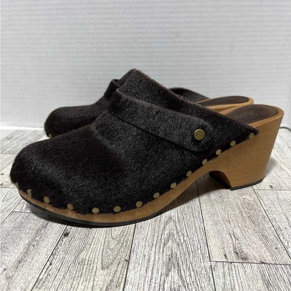 lisa b classic high heel clog in espresso cow hair women’s size 10 - Picture 3 of 12